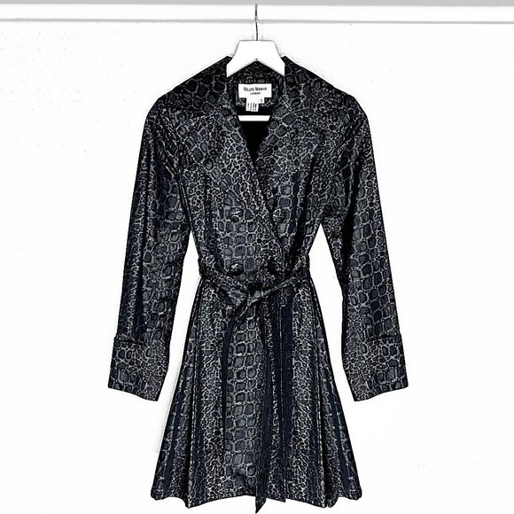 ASOS Jackets & Blazers - Helene Berman Metallic Shimmer Leopard Print Double-Breasted Belted Trench Coat